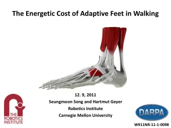 The Energetic Cost of Adaptive Feet in Walking  12. 9, 2011  Seungmoon Song and Hartmut Geyer