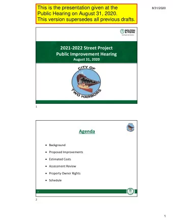 This is the presentation given at the  8/31/2020  Public Hearing on August 31, 2020.  This version