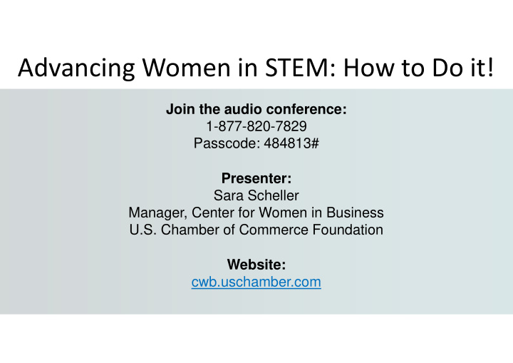 advancing women in stem how to do it