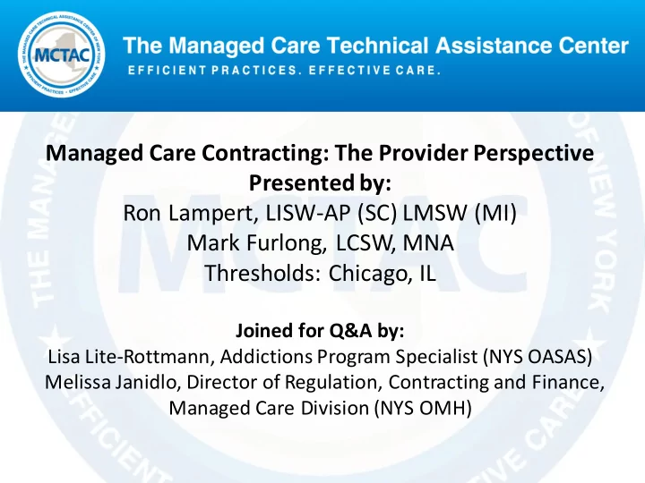 managed care contracting the provider perspective