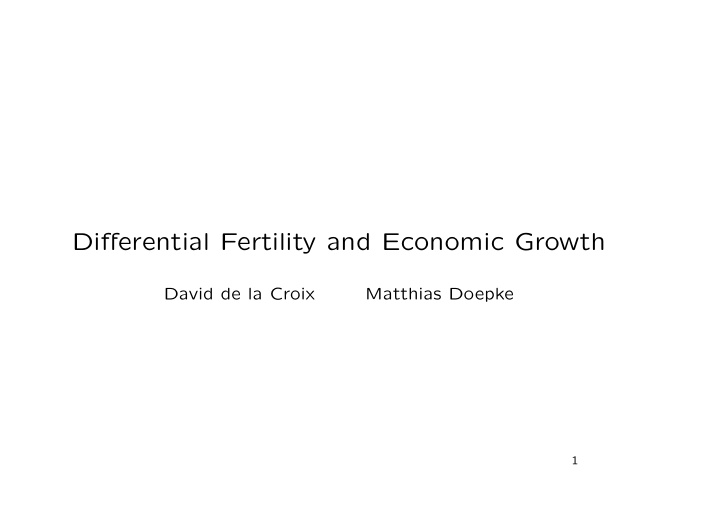 differential fertility and economic growth