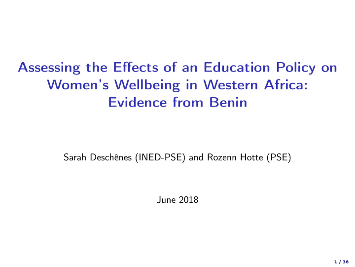 assessing the effects of an education policy on women s