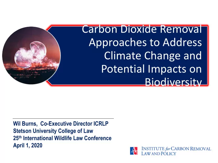 carbon dioxide removal approaches to address climate