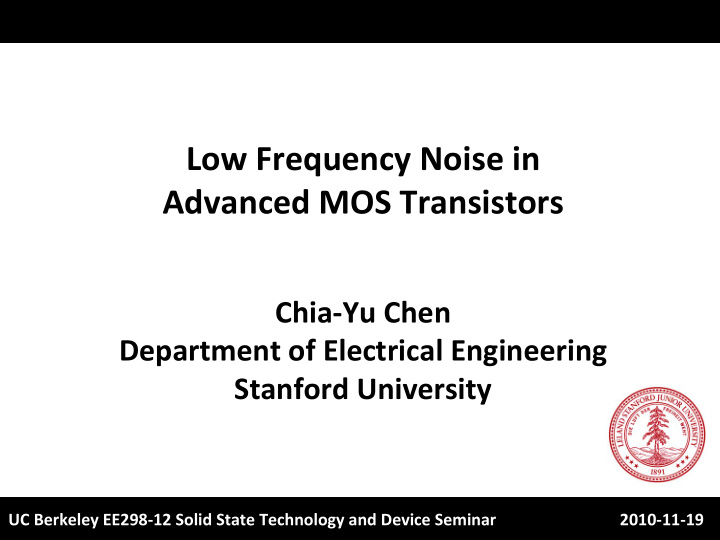 low frequency noise in advanced mos transistors