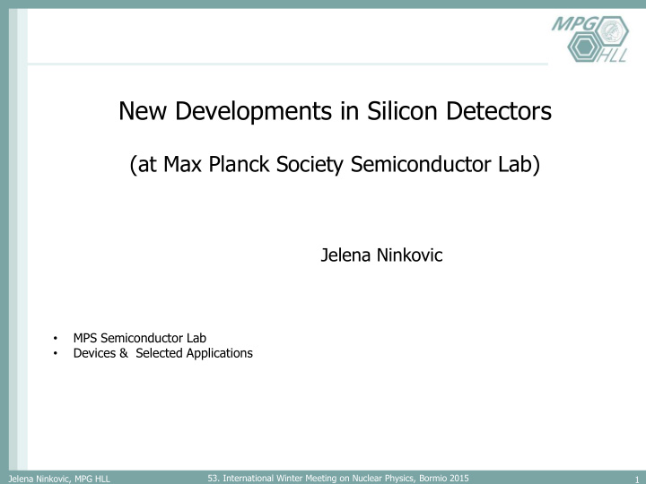 new developments in silicon detectors