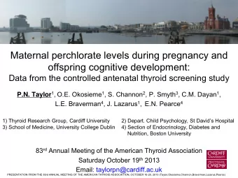 offspring cognitive development: Data from the controlled antenatal thyroid screening study P.N.