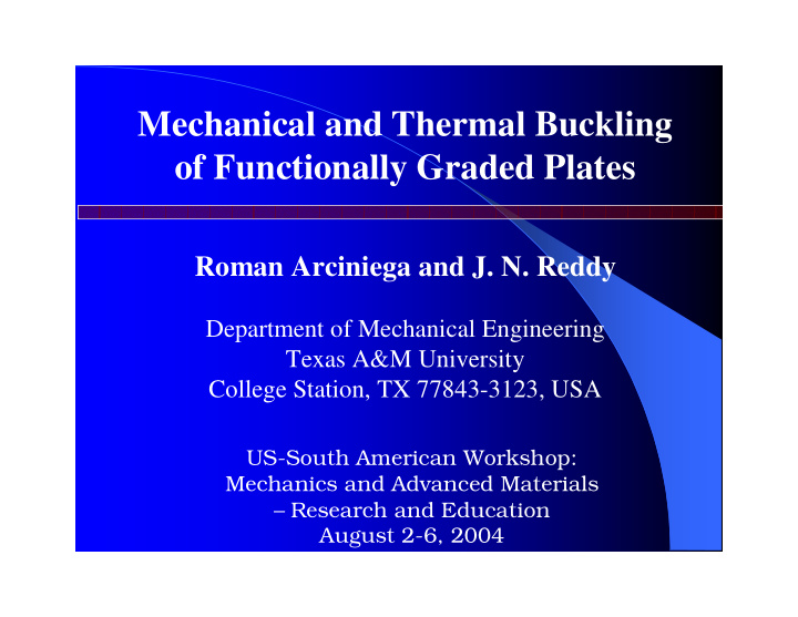 mechanical and thermal buckling of functionally graded