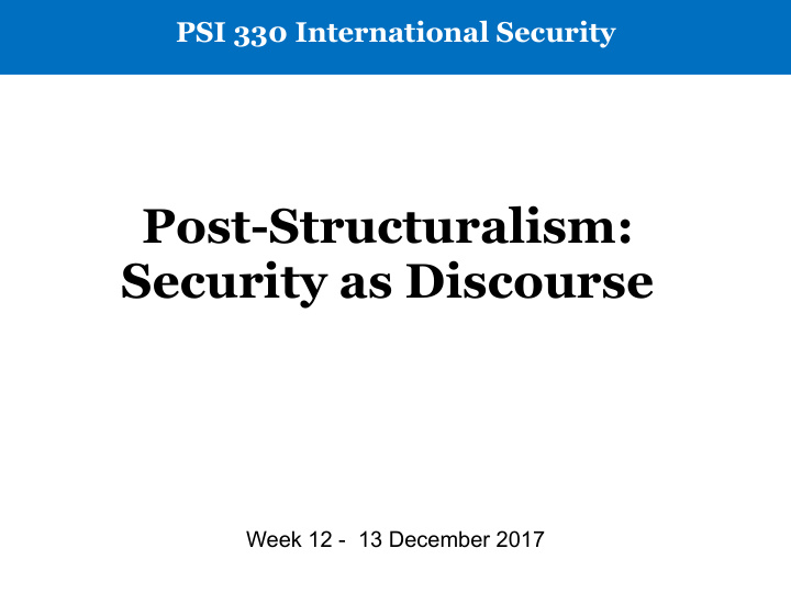 post structuralism security as discourse
