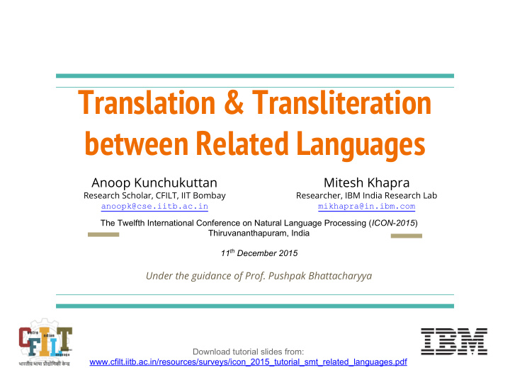 translation transliteration between related languages