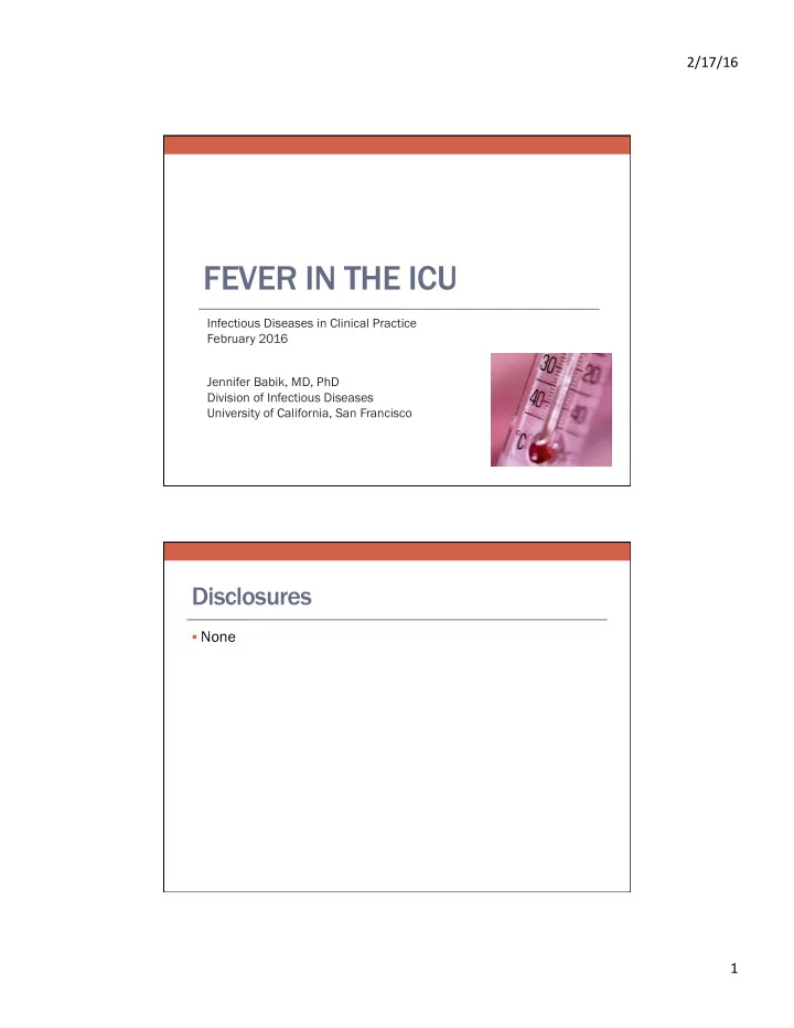 fever in the icu