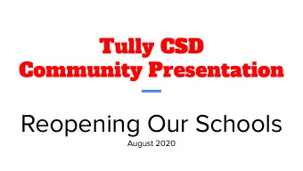 Reopening Our Schools  August 2020  Tonights Agenda    Introductions    Summary of our