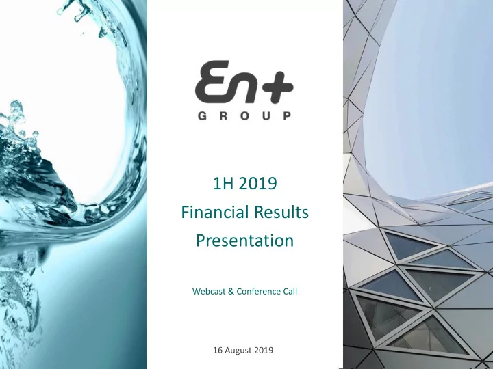 1h 2019 financial results presentation