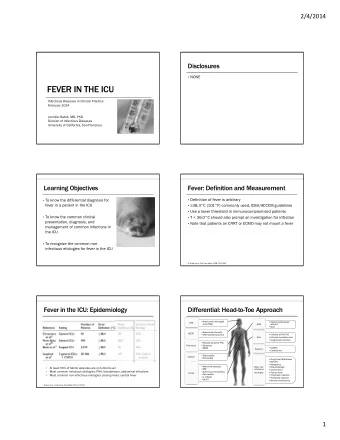 FEVER IN THE ICU  Infectious Diseases in Clinical Practice  February 2014  Jennifer Babik, MD, PhD