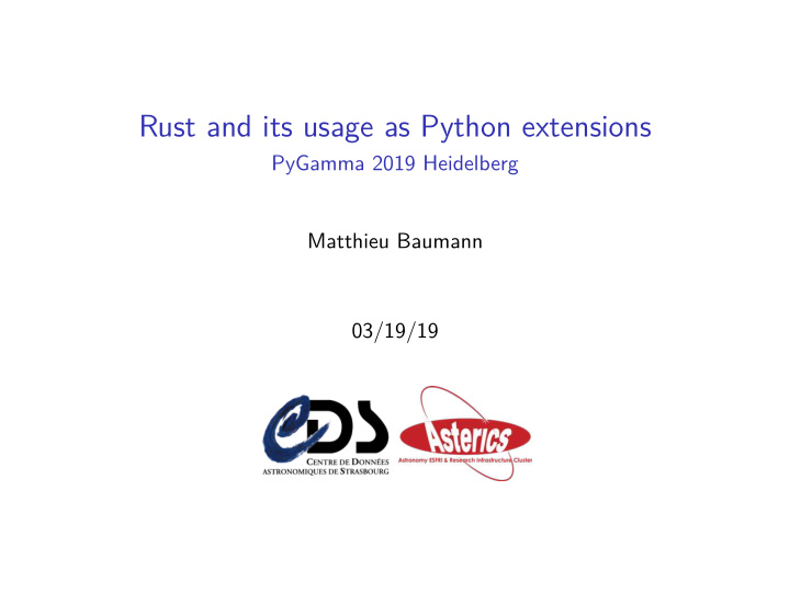 rust and its usage as python extensions