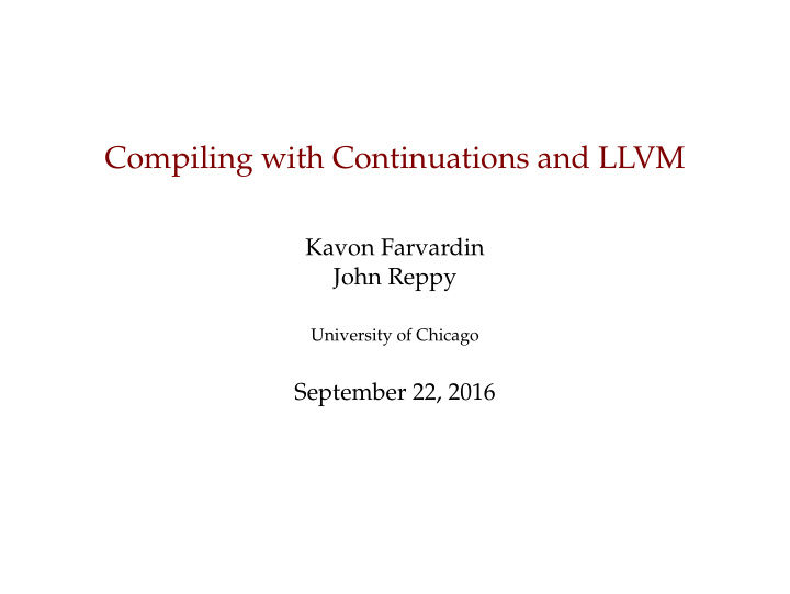 compiling with continuations and llvm