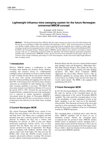 Lightweight influence mine sweeping system for the future Norwegian  unmanned MMCM concept R.