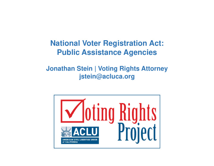 national voter r registration act public assista public