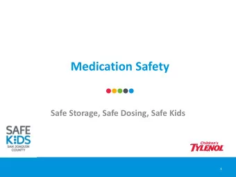 Medication Safety  Safe Storage, Safe Dosing, Safe Kids  1  Why is it important? Nationwide