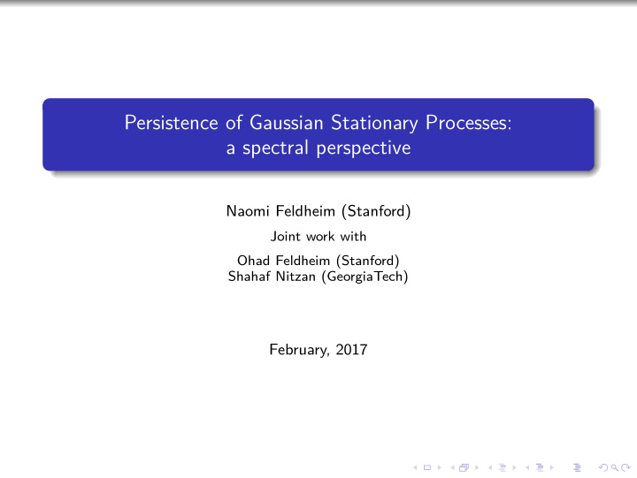 persistence of gaussian stationary processes a spectral