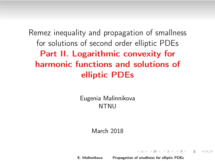 remez inequality and propagation of smallness for