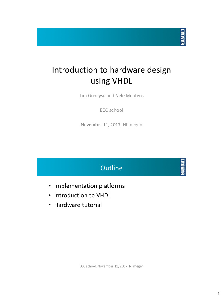introduction to hardware design using vhdl