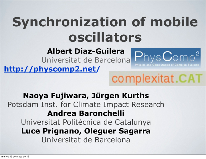 synchronization of mobile oscillators