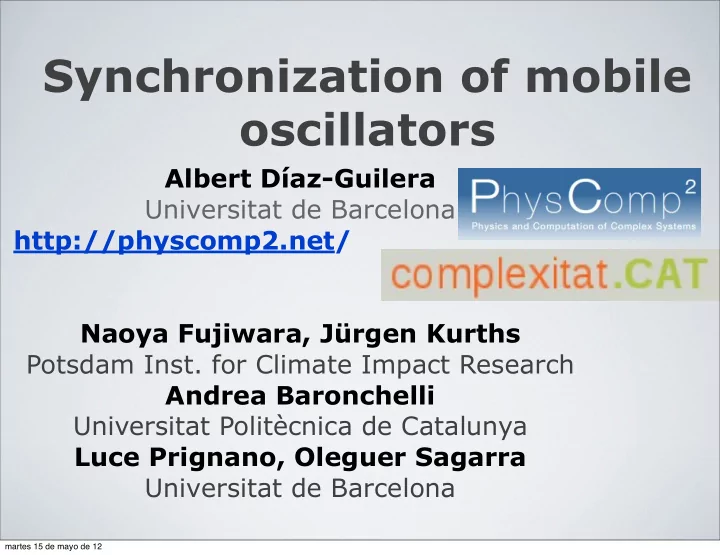 synchronization of mobile oscillators