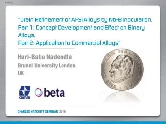 Grain Refinement of Al -Si Alloys by Nb-B Inoculation.  Part 1: Concept Development and Effect