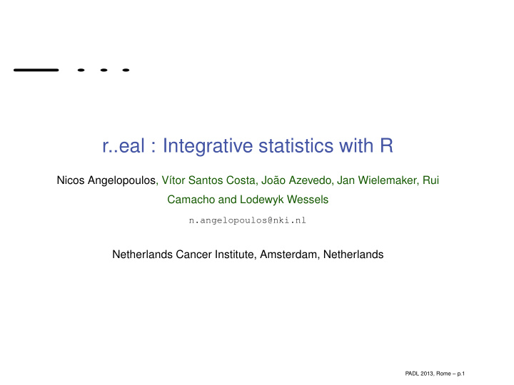r eal integrative statistics with r
