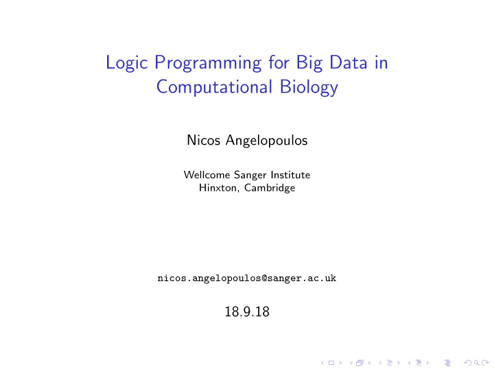 logic programming for big data in computational biology