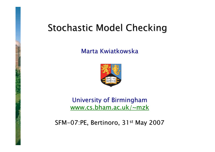 stochastic model checking stochastic model checking