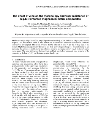 The effect of Zinc on the morphology and wear resistance of Mg 2 Si-reinforced magnesium matrix