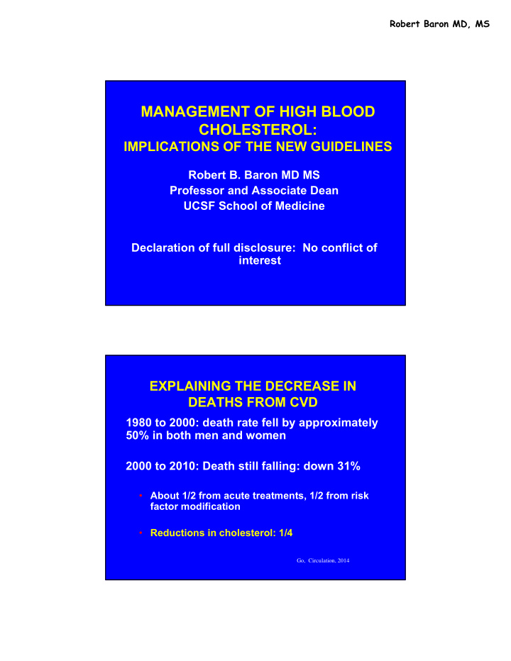 management of high blood cholesterol