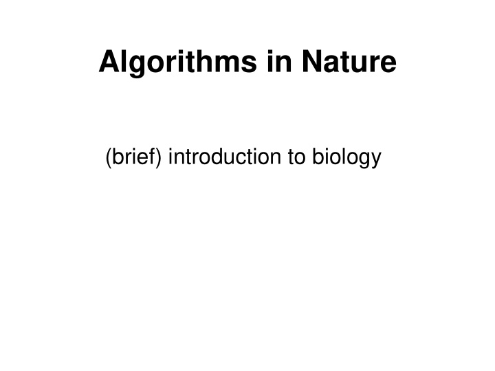 algorithms in nature