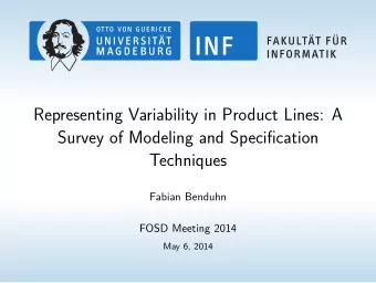 Representing Variability in Product Lines: A  Survey of Modeling and Specification  Techniques