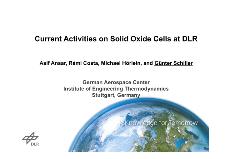 current activities on solid oxide cells at dlr