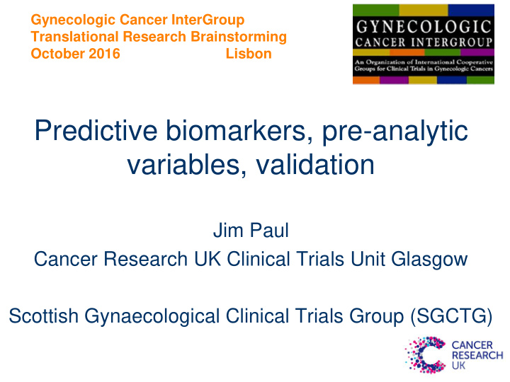 predictive biomarkers pre analytic variables validation