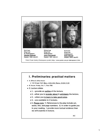 I . Preliminaries: practical matters  I . Preliminaries: practical matters      A. Office