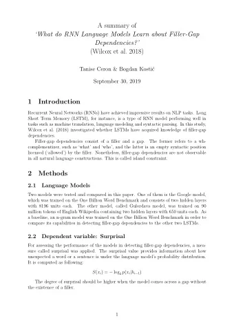A summary of  compare its capabilities in detecting fjller-gap dependencies to the other two LSTMs.