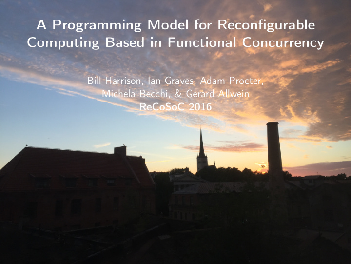 a programming model for reconfigurable computing based in
