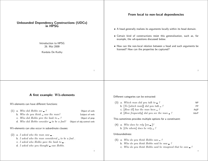 from local to non local dependencies unbounded dependency