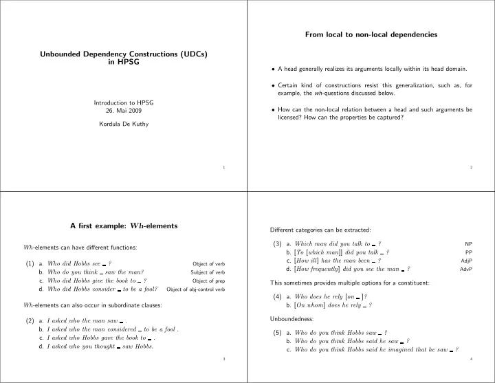 from local to non local dependencies unbounded dependency