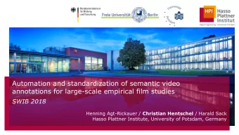 Automation and standardization of semantic video  annotations for large-scale empirical film