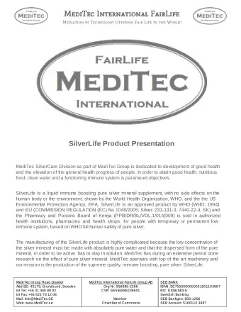 MediTec International FairLife Mediation in Technology Offering Fair Life to the World!  SilverLife