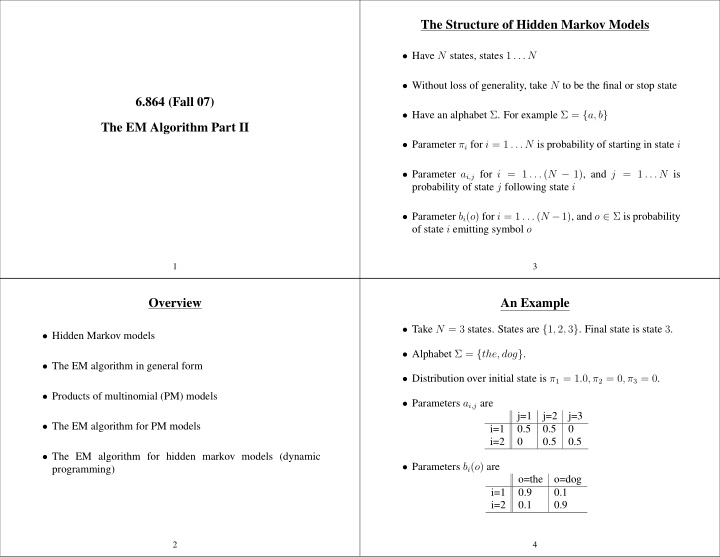 the structure of hidden markov models