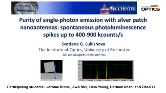spikes up to 400-900 kcounts/s  Svetlana G. Lukishova  The Institute of Optics, University of