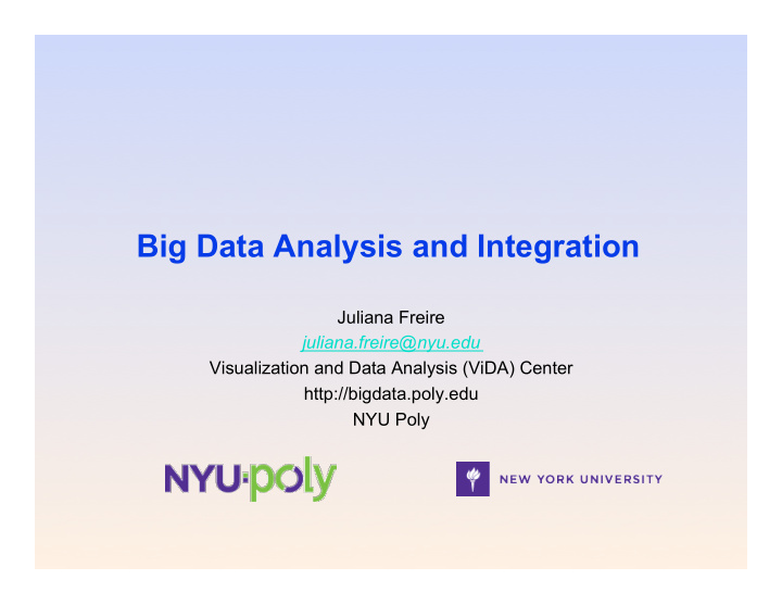 big data analysis and integration