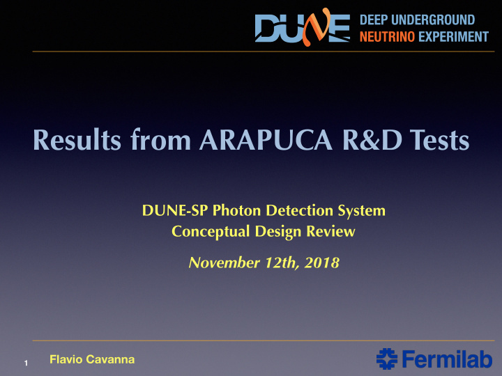 results from arapuca r d tests