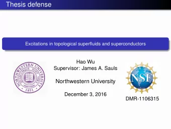 Thesis defense  Excitations in topological superfluids and superconductors  Hao Wu  Supervisor: