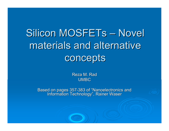 silicon mosfets mosfets novel novel silicon materials and